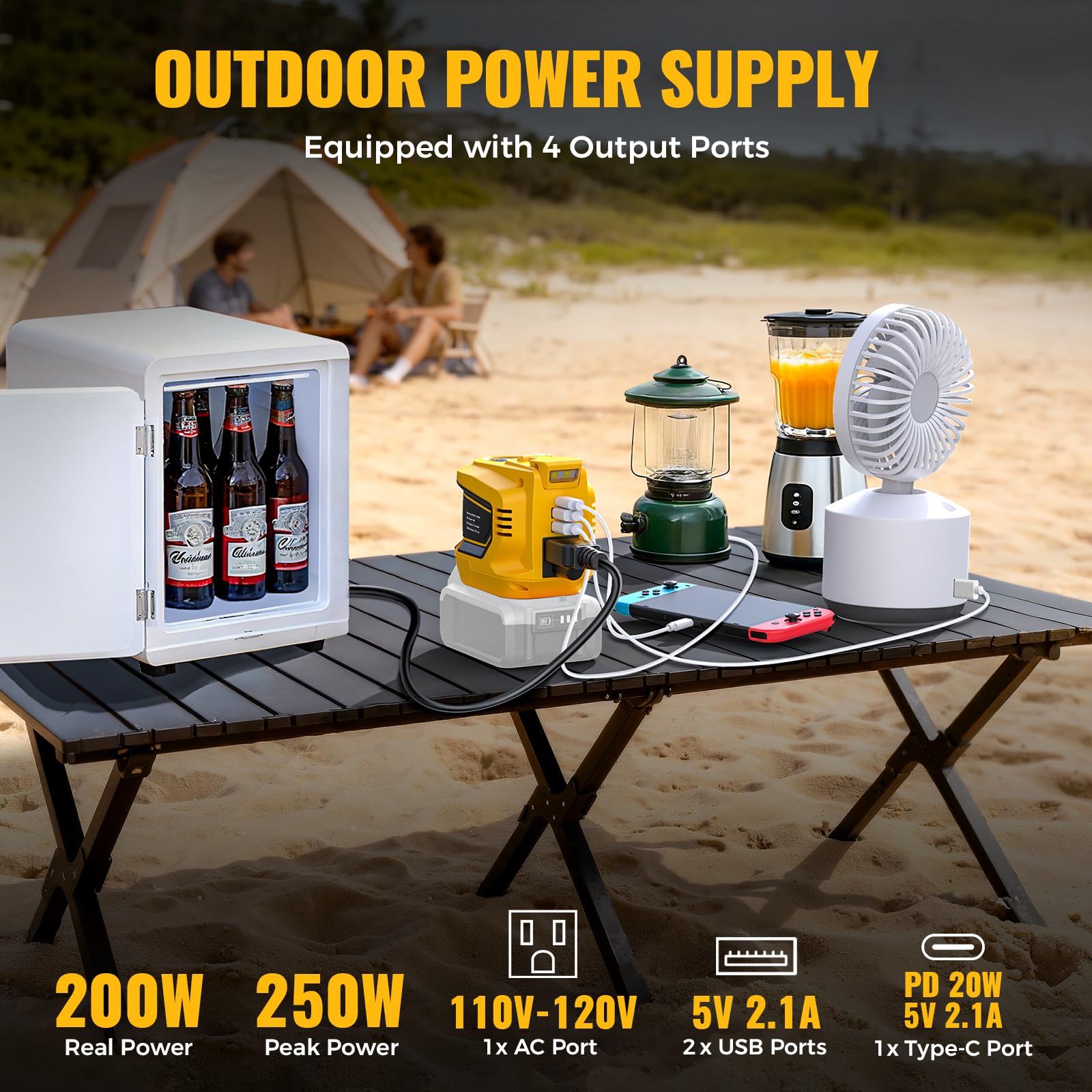 LIVOWALNY 200W inverter back panel with versatile charging inputs supports flexible power setups.