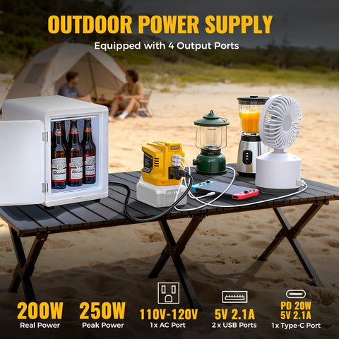 LIVOWALNY 200W inverter back panel with versatile charging inputs supports flexible power setups.