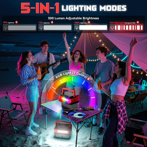 LIVOWALNY 7-color-rgb-light adds ambience and visibility for camping
