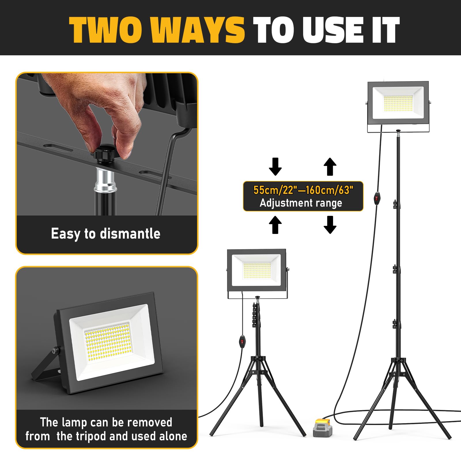 LIVOWALNY compact foldable tripod enables easy transport and storage.