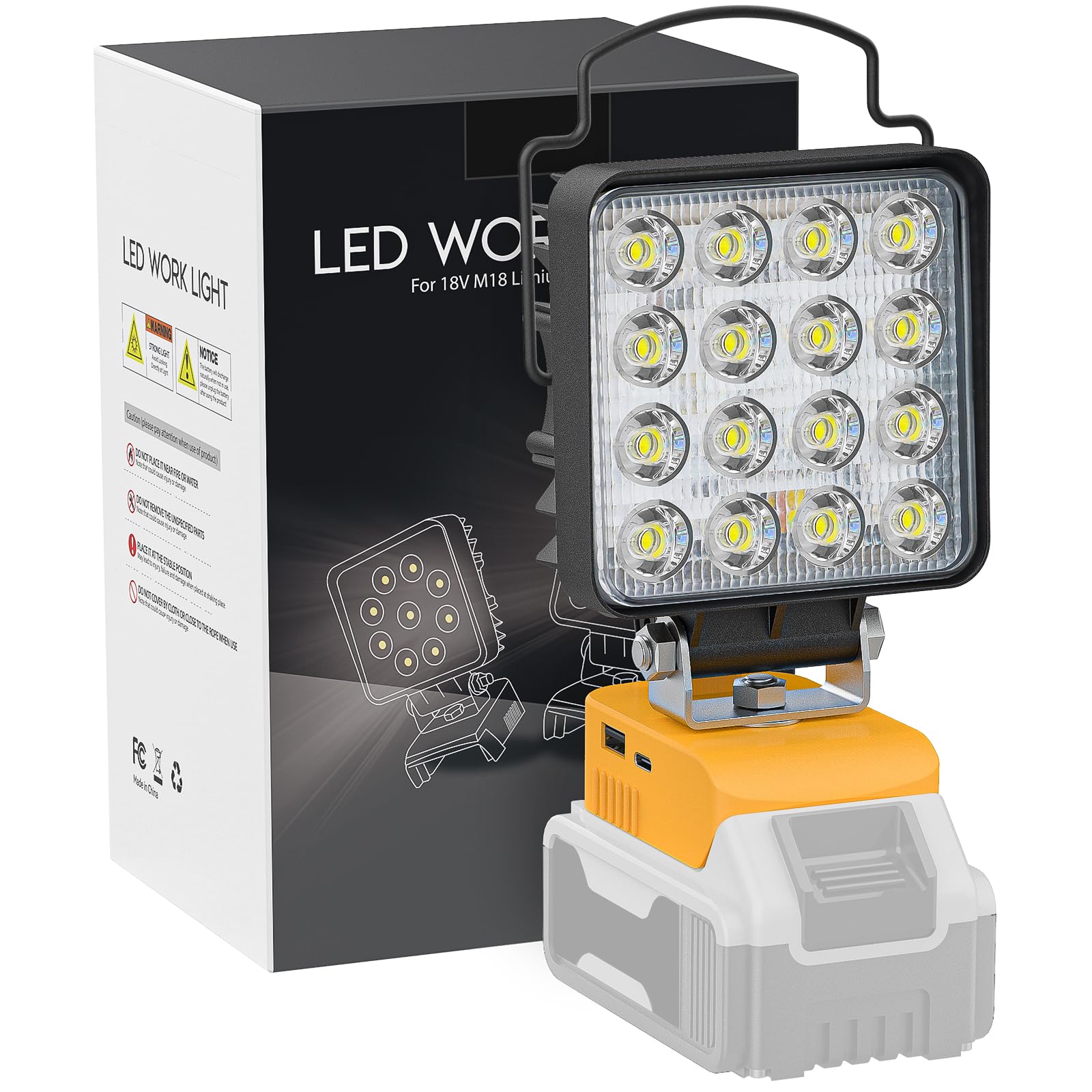 LIVOWALNY cordless LED work light with tilt head for versatile workspace lighting.