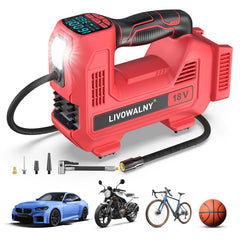 LIVOWALNY cordless tire inflator shows a compact form for on-the-go inflation.