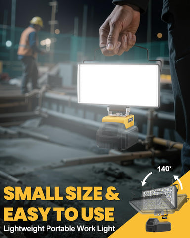 LIVOWALNY dewalt-compatible 100W LED light on a work site