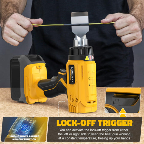 LIVOWALNY heat gun memory and hands-free mode for efficient operation.