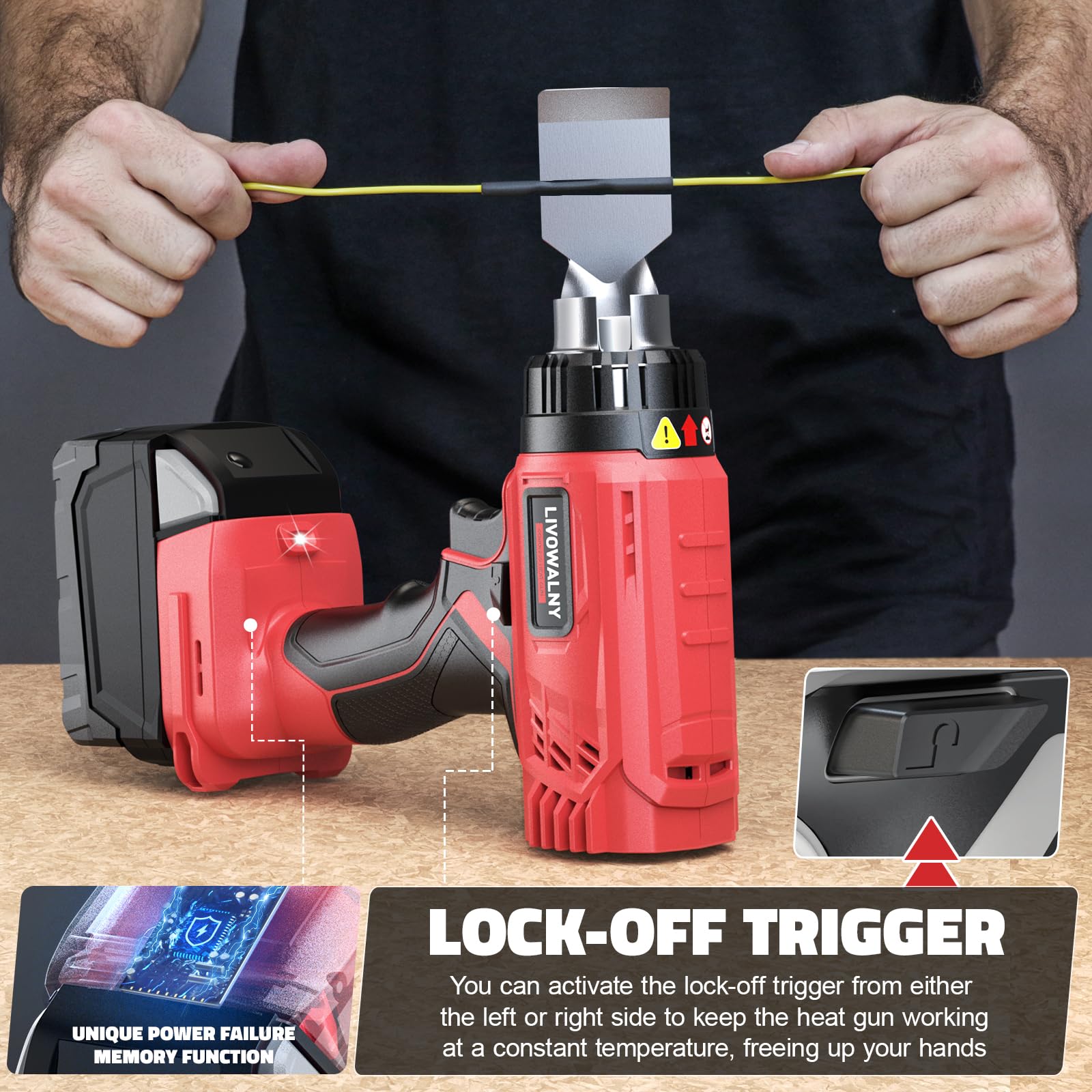 LIVOWALNY heat gun ideal for shrinking tubing and vinyl wrap applications