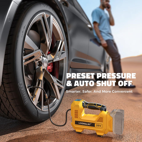 LIVOWALNY built-in LED flashlight supports nighttime tire maintenance.