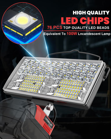 LIVOWALNY LED work light 100W 10000lm setting for outdoor jobs