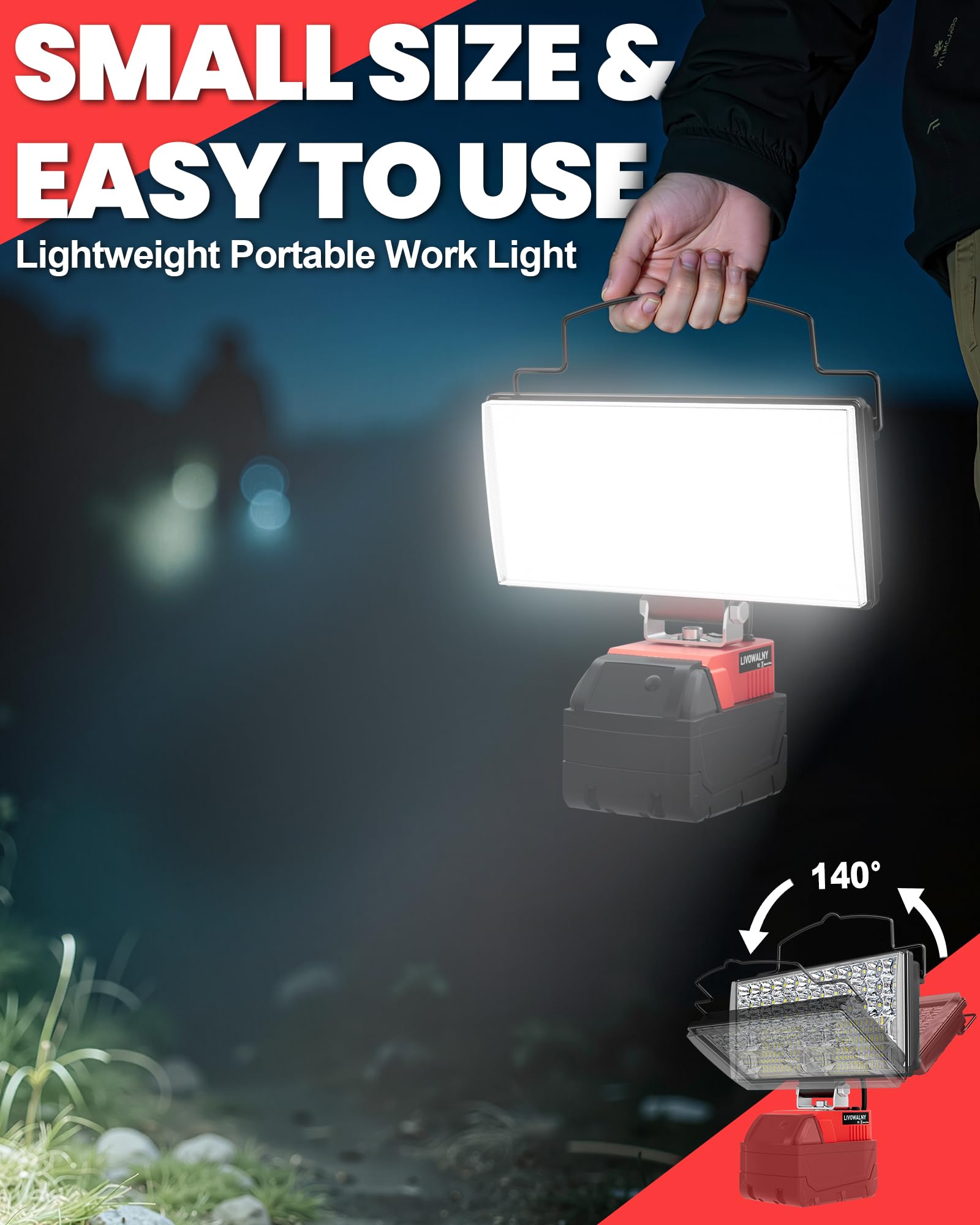 LIVOWALNY LED work light battery not included reminder