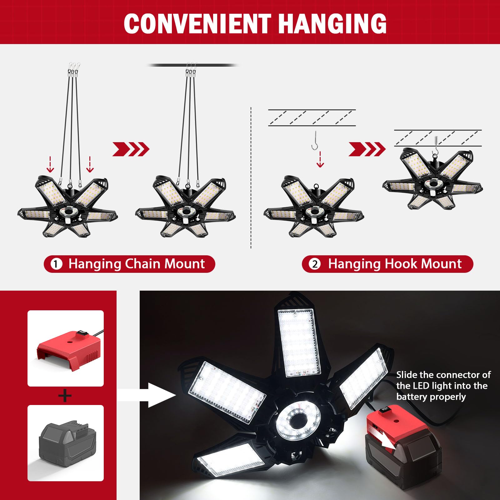 Livowalny LED Work Light is battery-powered for cordless operation outdoors.