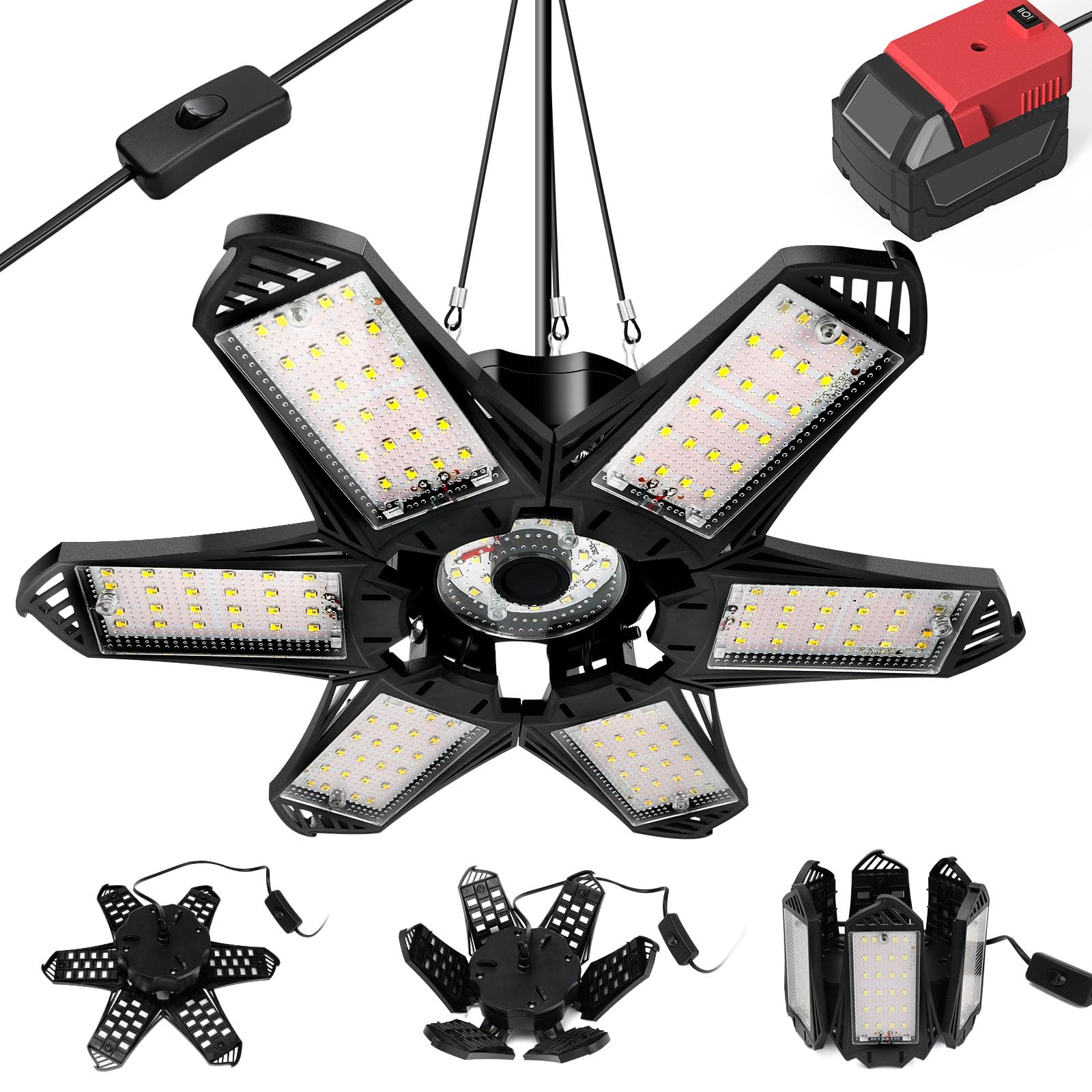 Livowalny LED Work Light front view delivers bright daylight illumination for garages.