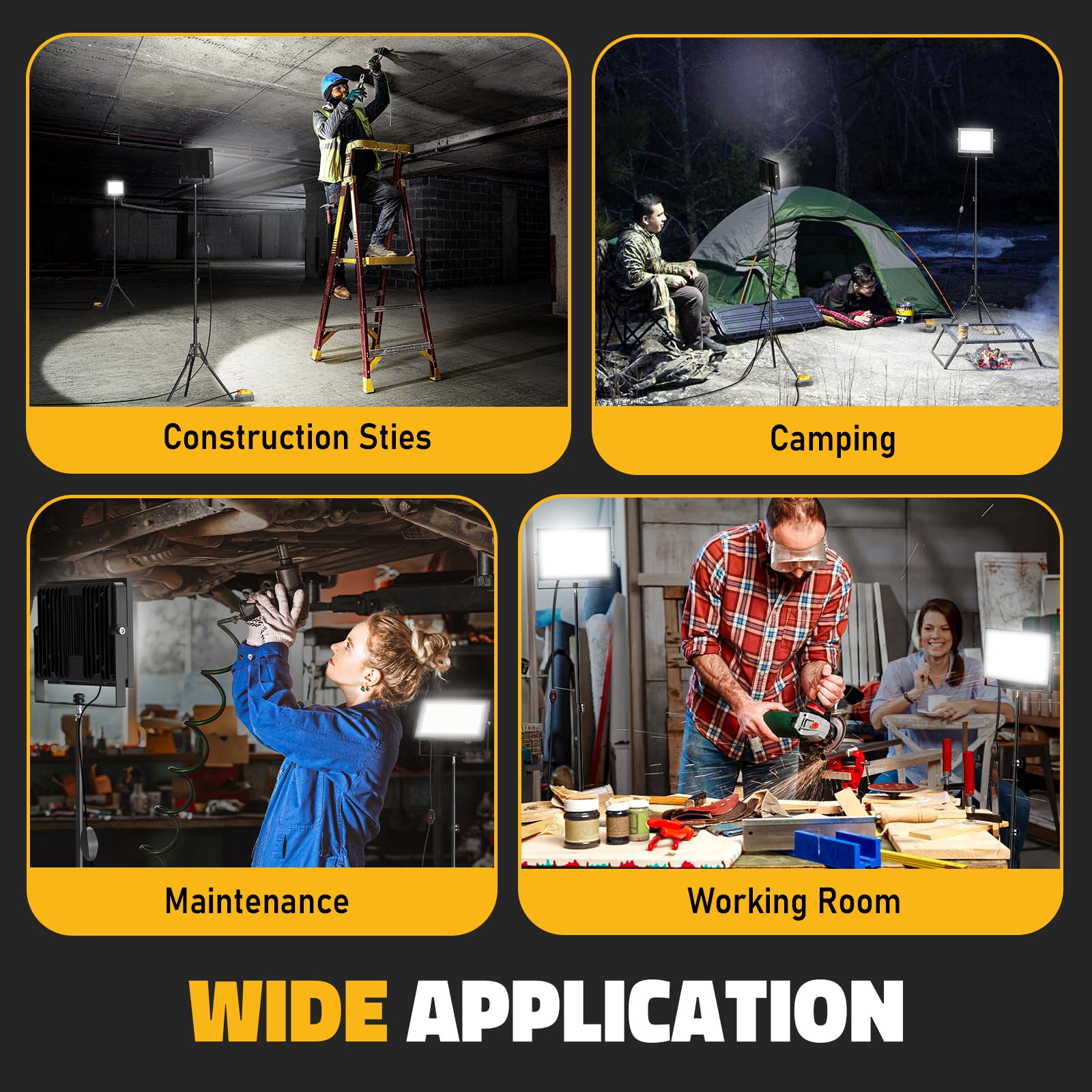 LIVOWALNY outdoor-ready lighting provides bright coverage for garages and workshops.