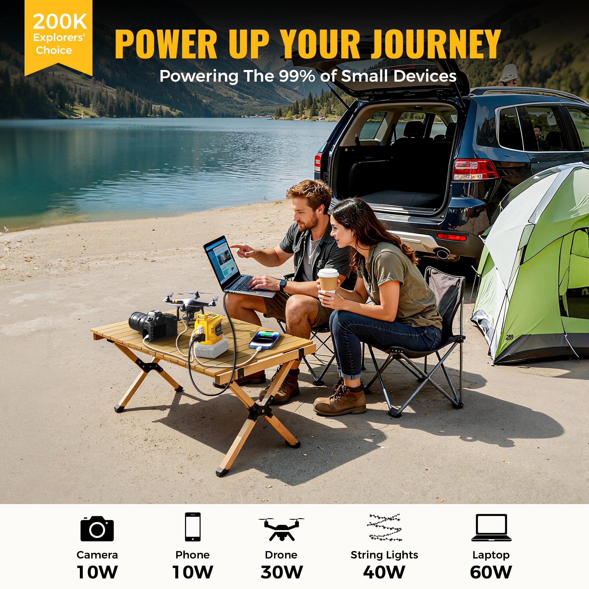 LIVOWALNY compact power station travel-ready design ideal for camping and outages.
