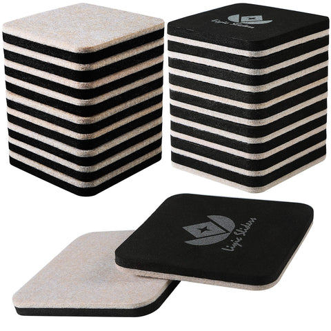 Liyic 20-pack 3in square felt sliders under furniture legs protect wood floors during moves.