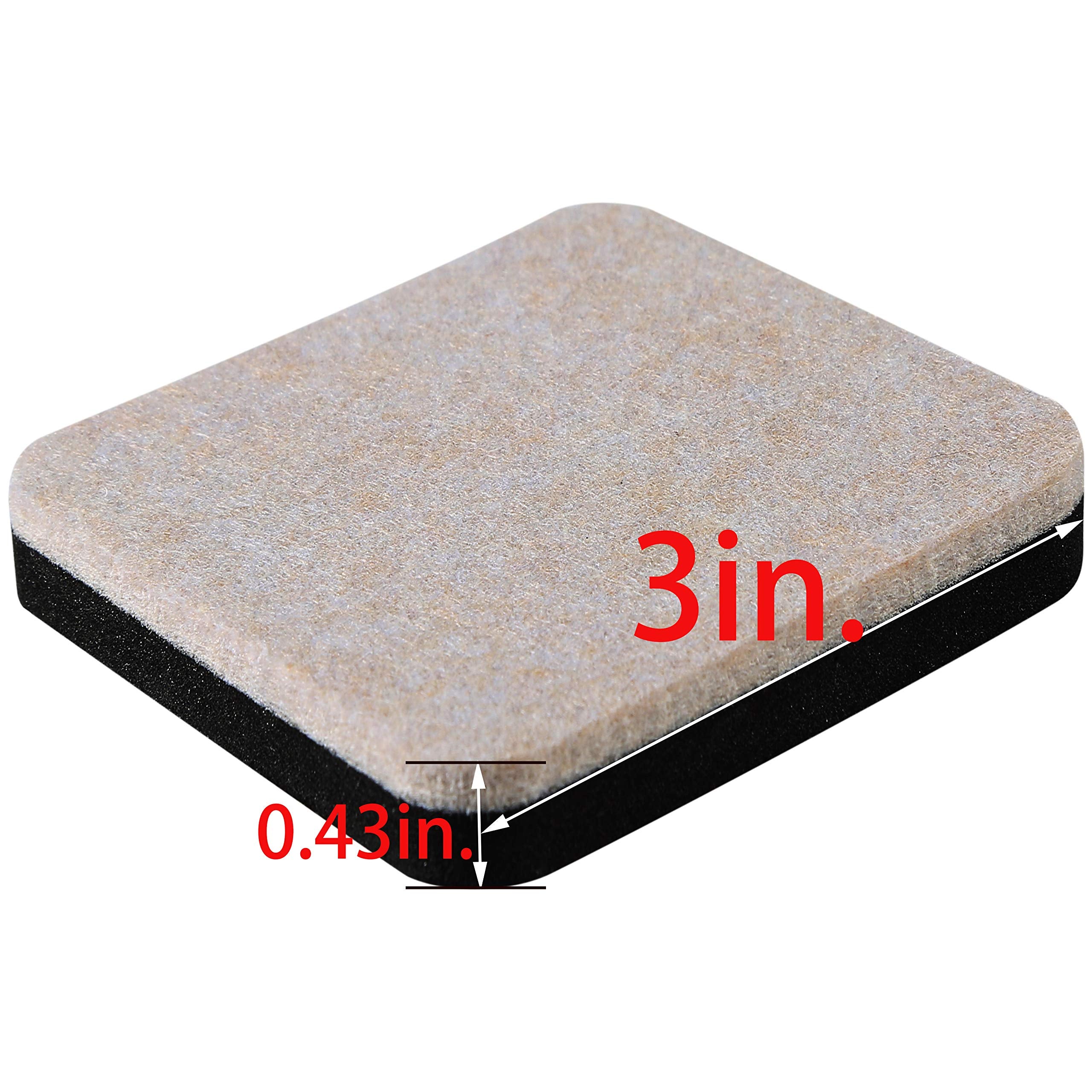 Liyic heavy-duty 3in square felt sliders with EVA foam grip for long-lasting moves.