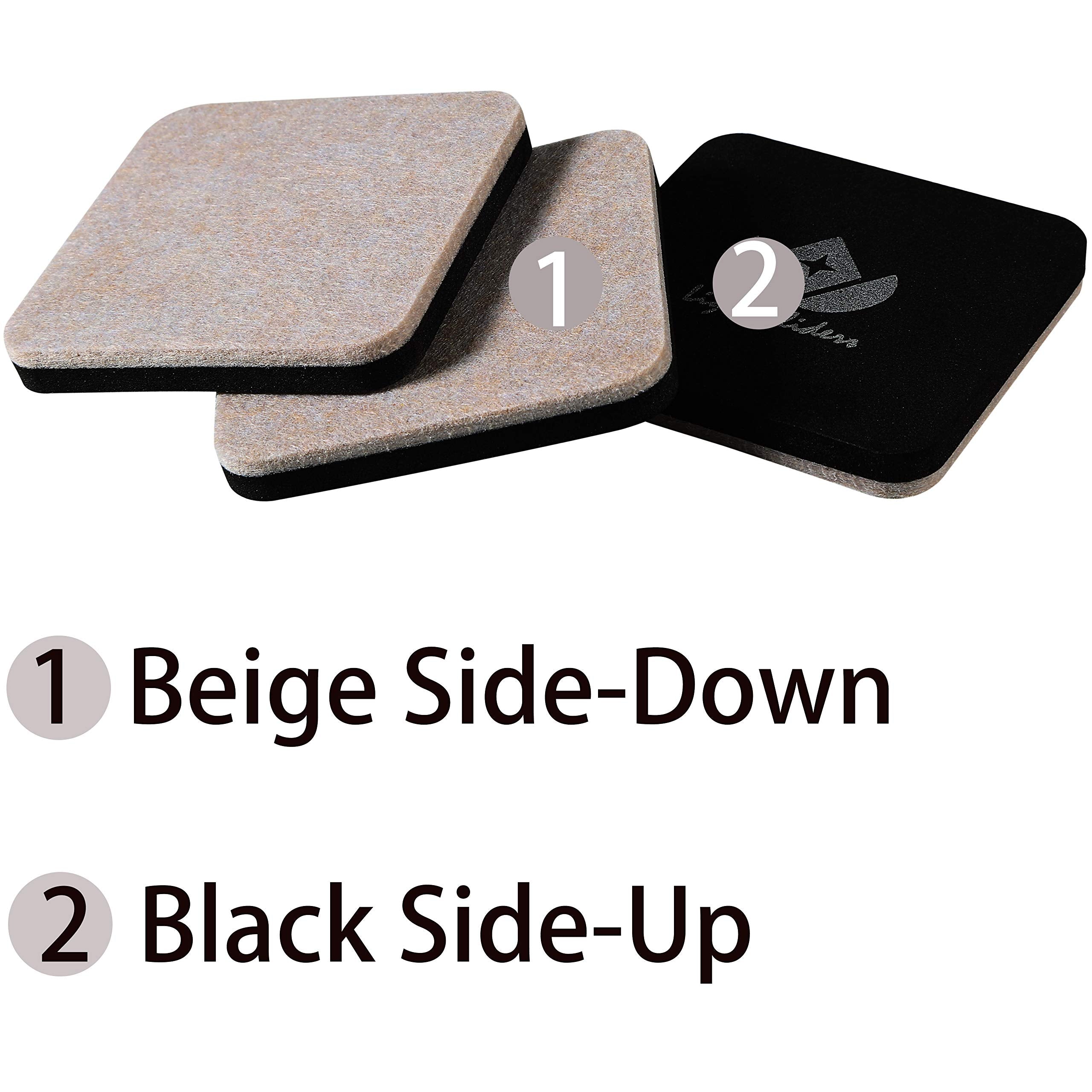 Liyic under-furniture legs sliders on hardwood floor enable easier repositioning.