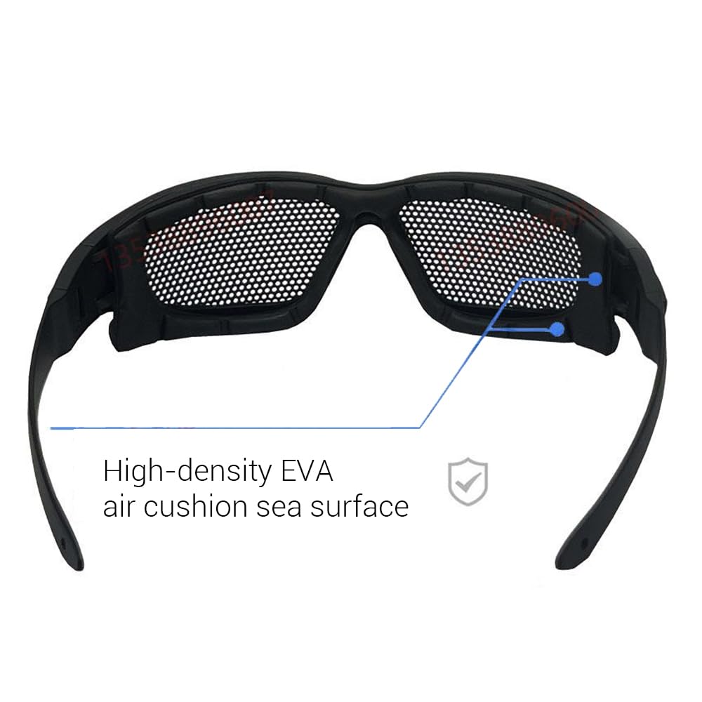 LIYJTK debris-blocking mesh glasses in action against sand and wind