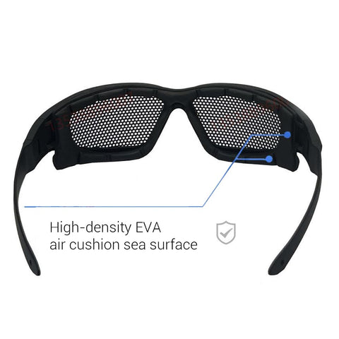 LIYJTK debris-blocking mesh glasses in action against sand and wind