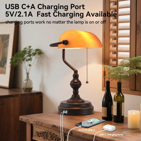 Liylan Bankers Desk Lamp bronze finish adds vintage charm to any desk.