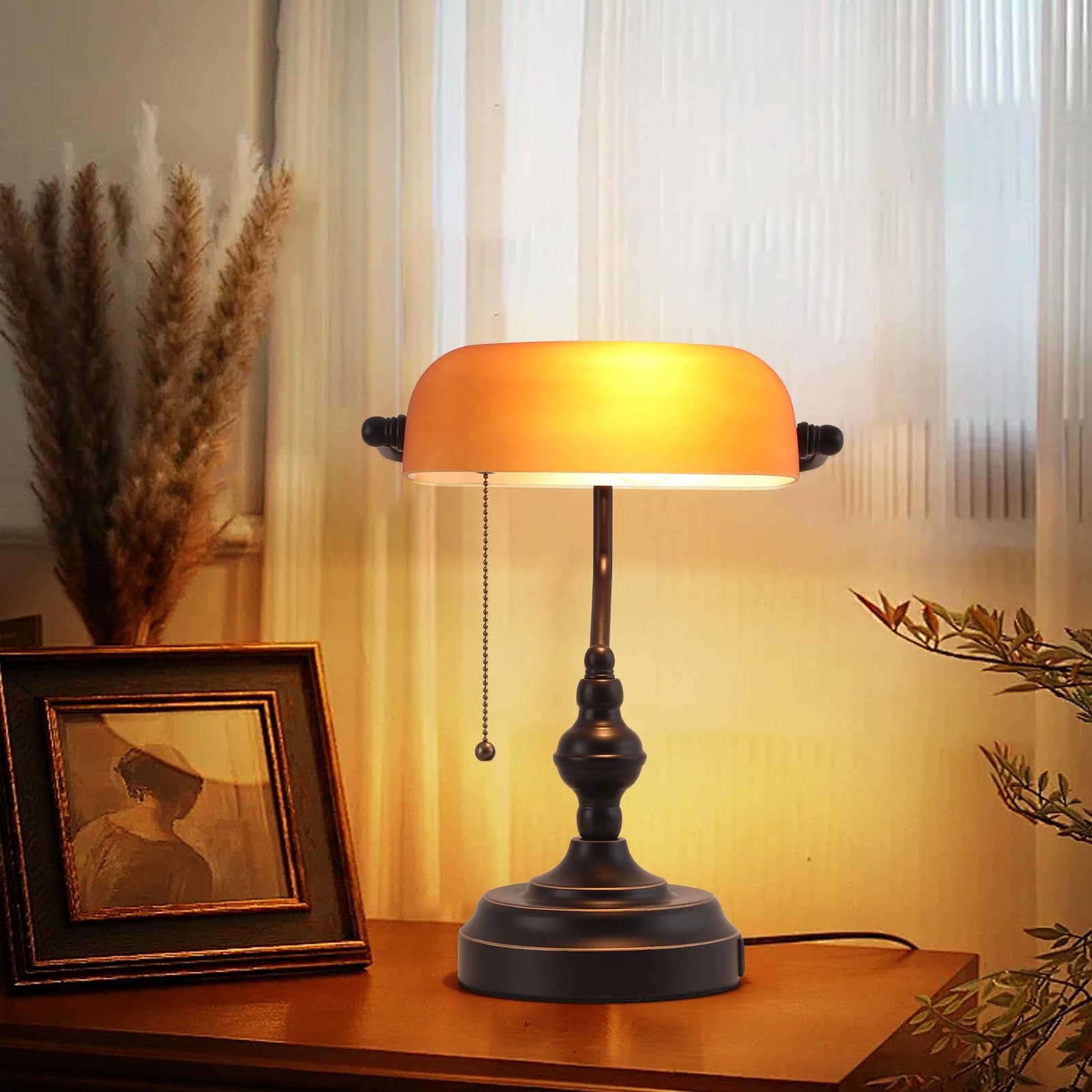 Liylan Bankers Desk Lamp with E26 base compatible with common bulbs.