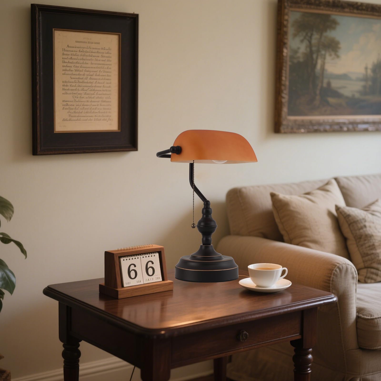 Liylan Bankers Desk Lamp in a study room setup for focused work.