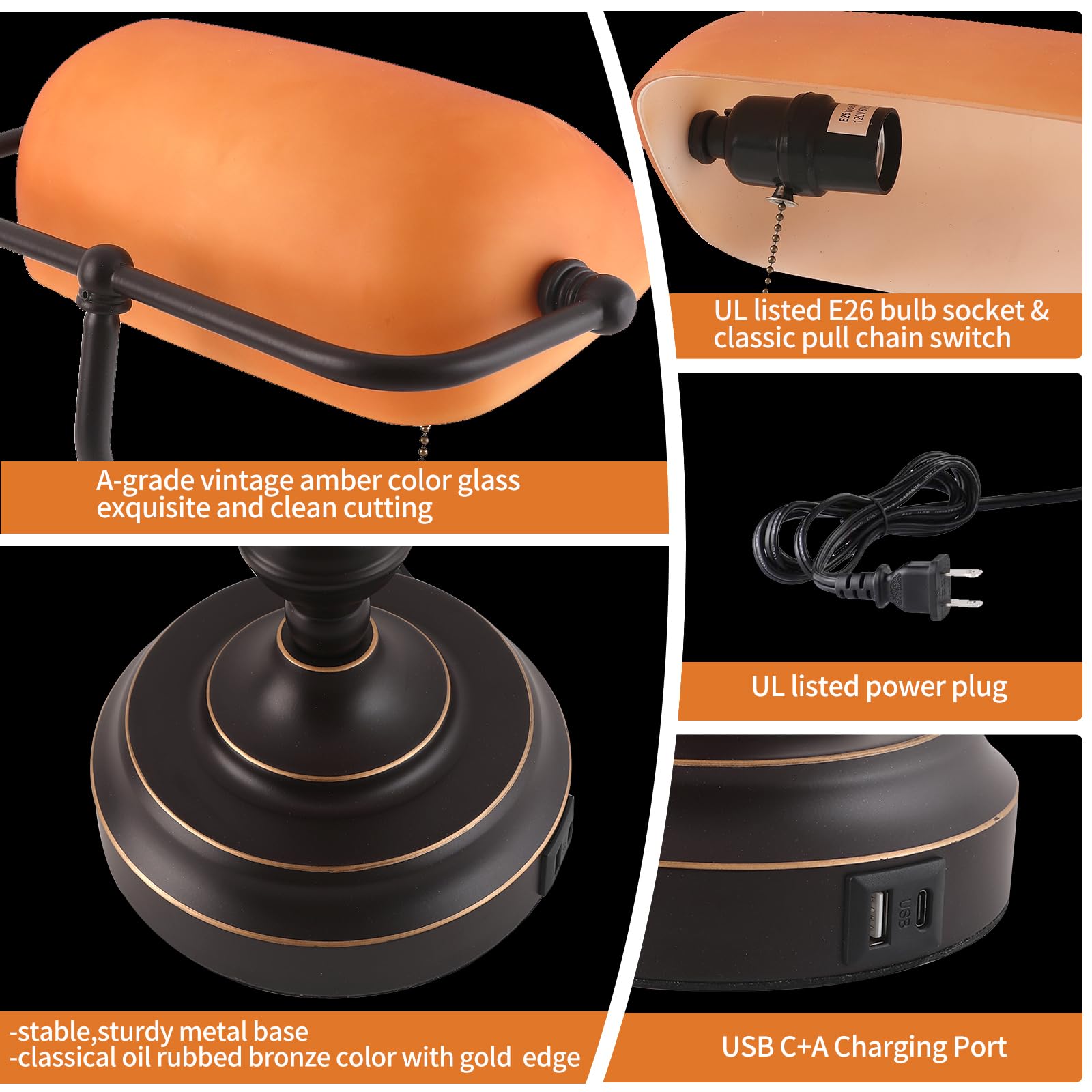 Liylan Bankers Desk Lamp rotatable shade directs light precisely.