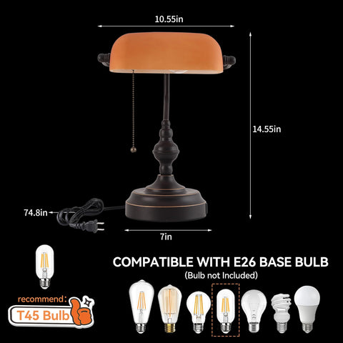 Liylan Bankers Desk Lamp USB-C port for fast charging on the go.