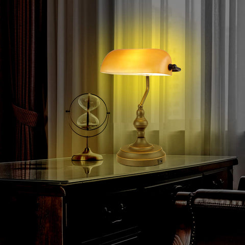 Liylan Banker lamp fits study rooms and home offices.