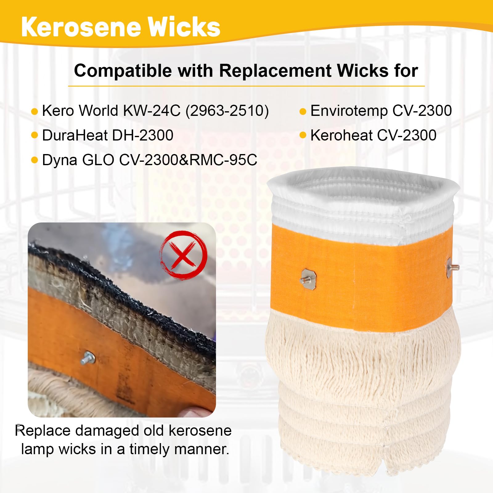 LJB kerosene wick 32225 for CV-2300 Dyna-GLO aids quick replacement