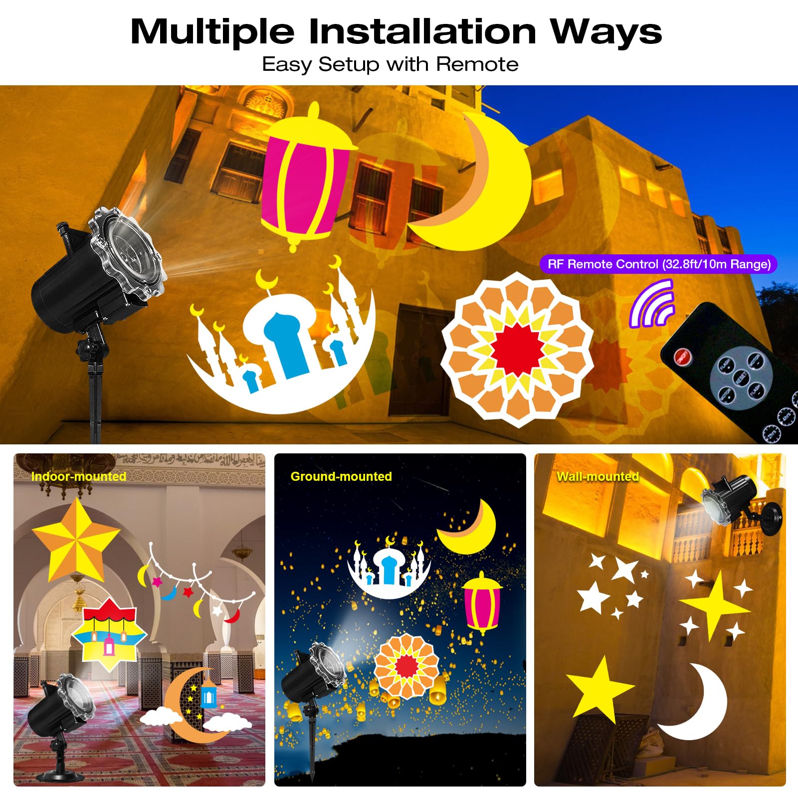 LJBESTM remote control projection with timer for easy setup