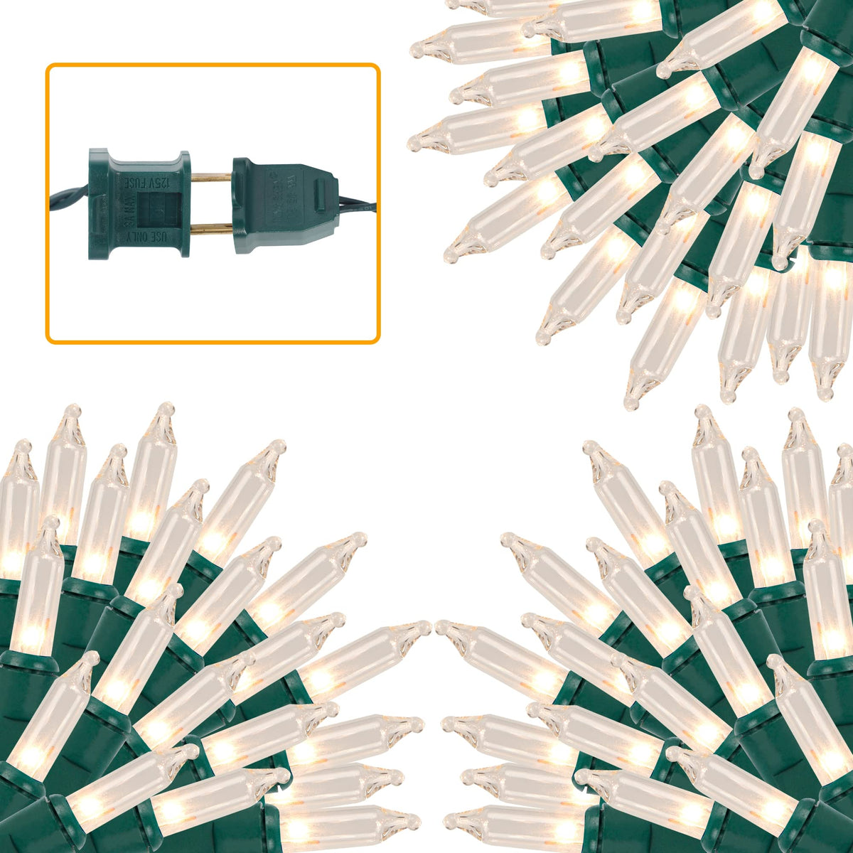 LJLNION 3-set Christmas lights with 150-count warm white glow for festive indoor or outdoor decor