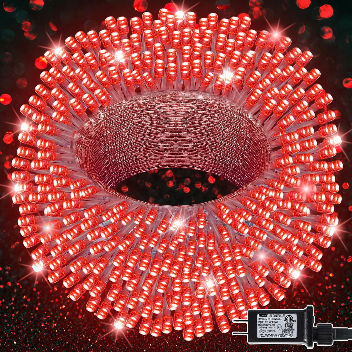 LJLNION 300 LED Valentines Lights on copper wire for vibrant indoor or outdoor decor.