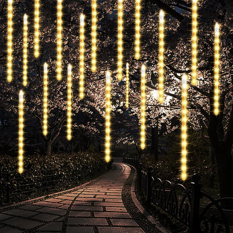 LJLNION meteor shower icicles 24 tubes brighten outdoor decor with a dynamic light drop effect