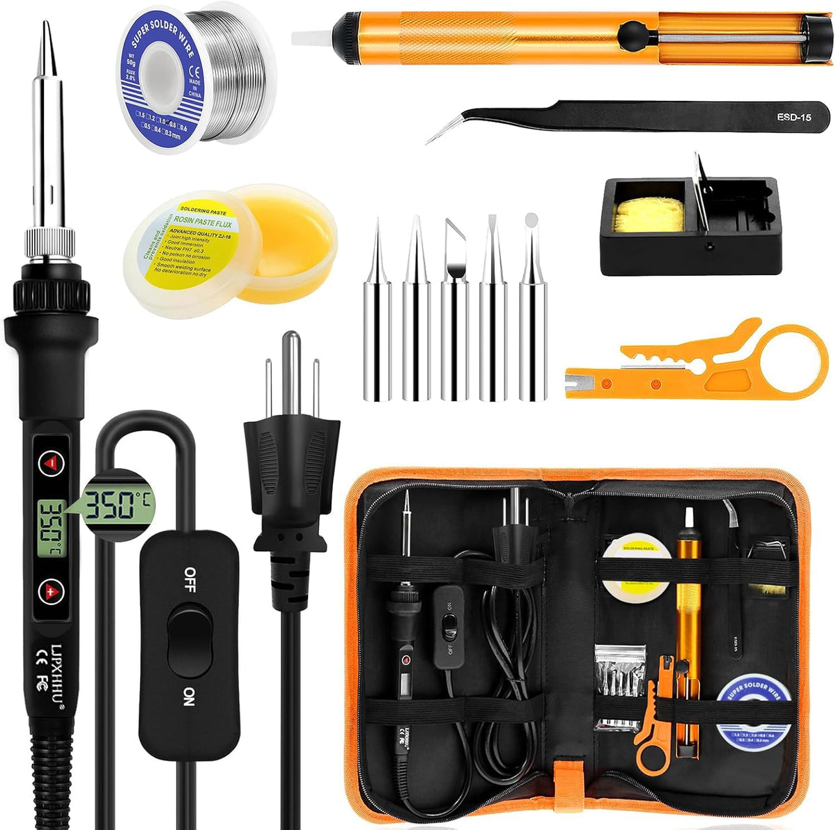 LJPXHHU 80W soldering iron with LCD display for precision temperature control.