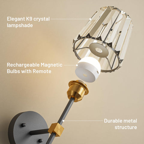 L.JUJAM easy installation wall sconce with no wiring required