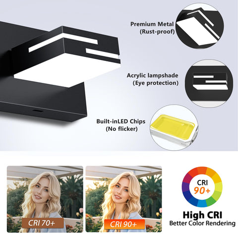 LKHF LED vanity light features frosted acrylic shade for soft, eye-friendly illumination.