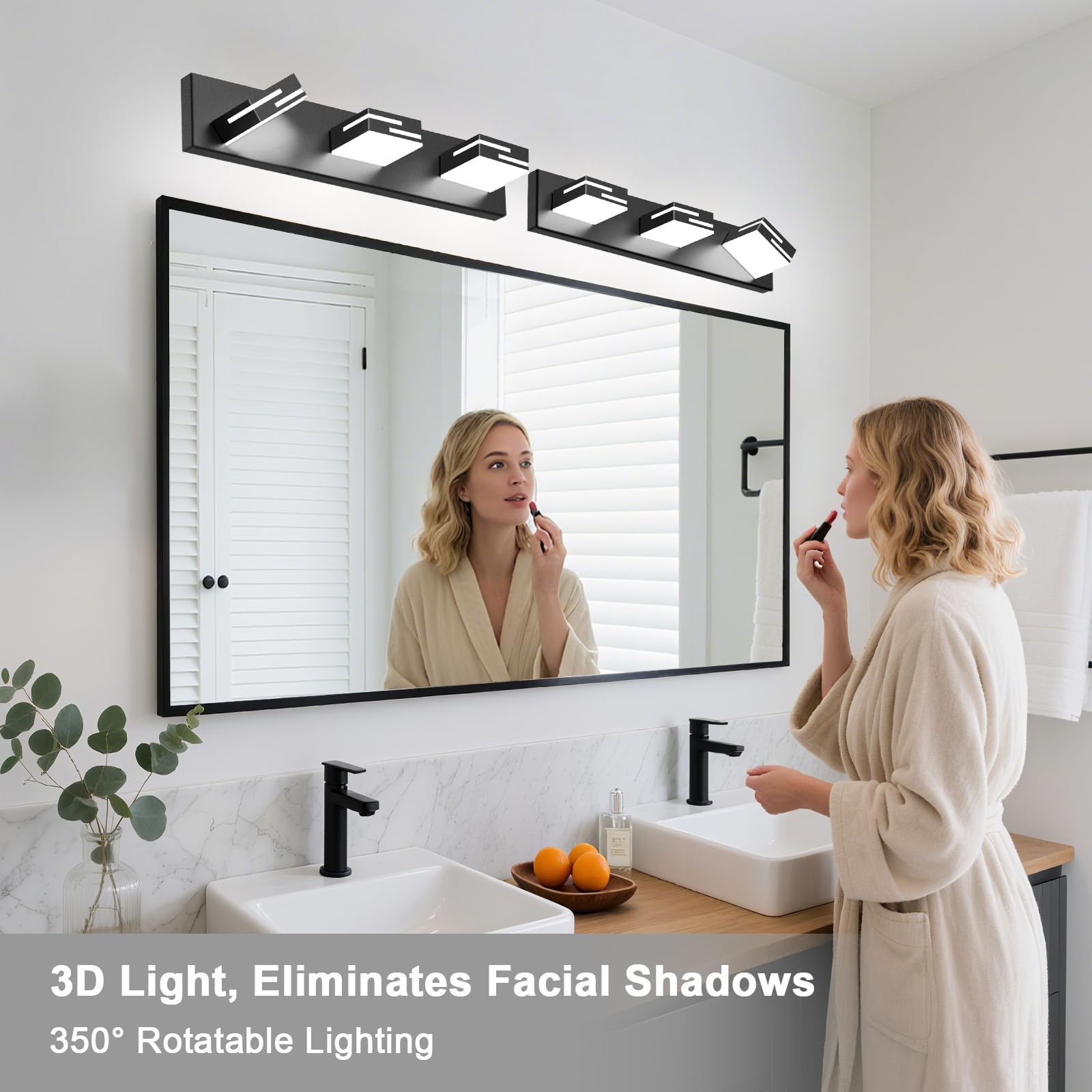 LKHF vanity light durable alloy construction resists rust and moisture.