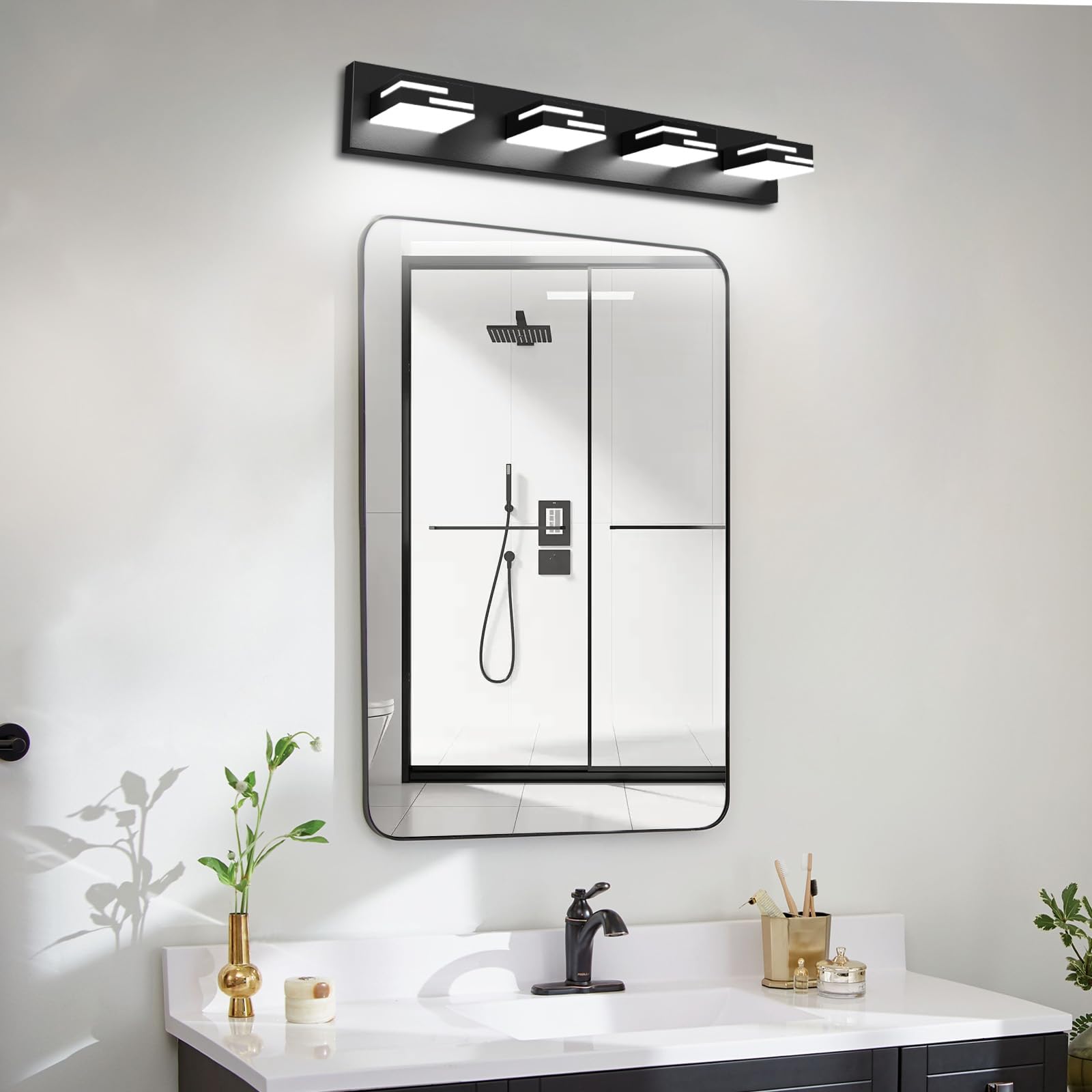 LKHF 28-inch vanity light provides a contemporary update for bathrooms.