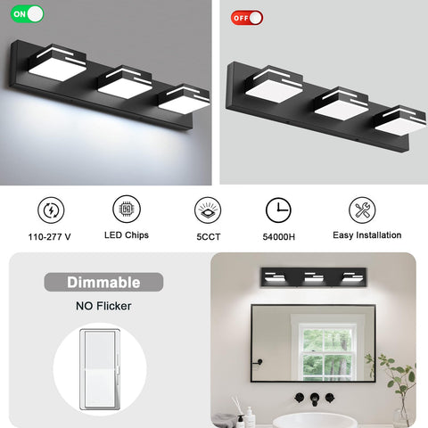 LKHF vanity light with 350-degree rotatable heads for flexible lighting