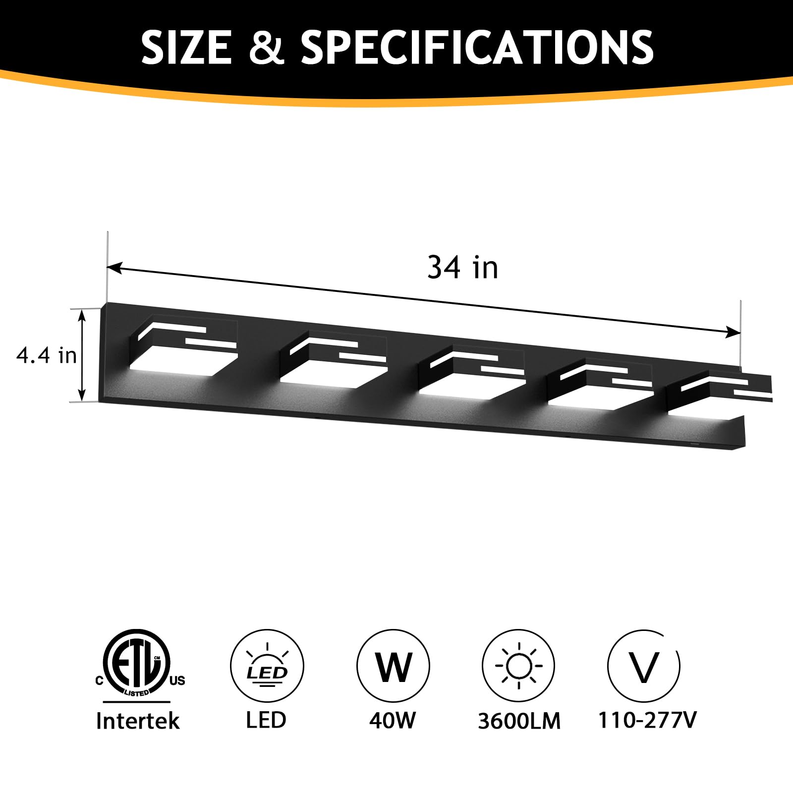 LKHF vanity light durable alloy body with IP44 moisture protection