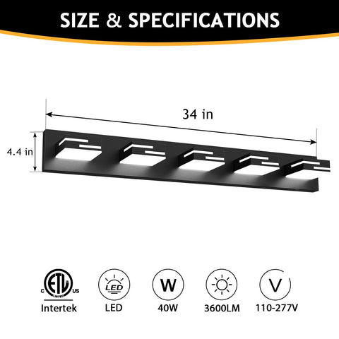 LKHF vanity light durable alloy body with IP44 moisture protection