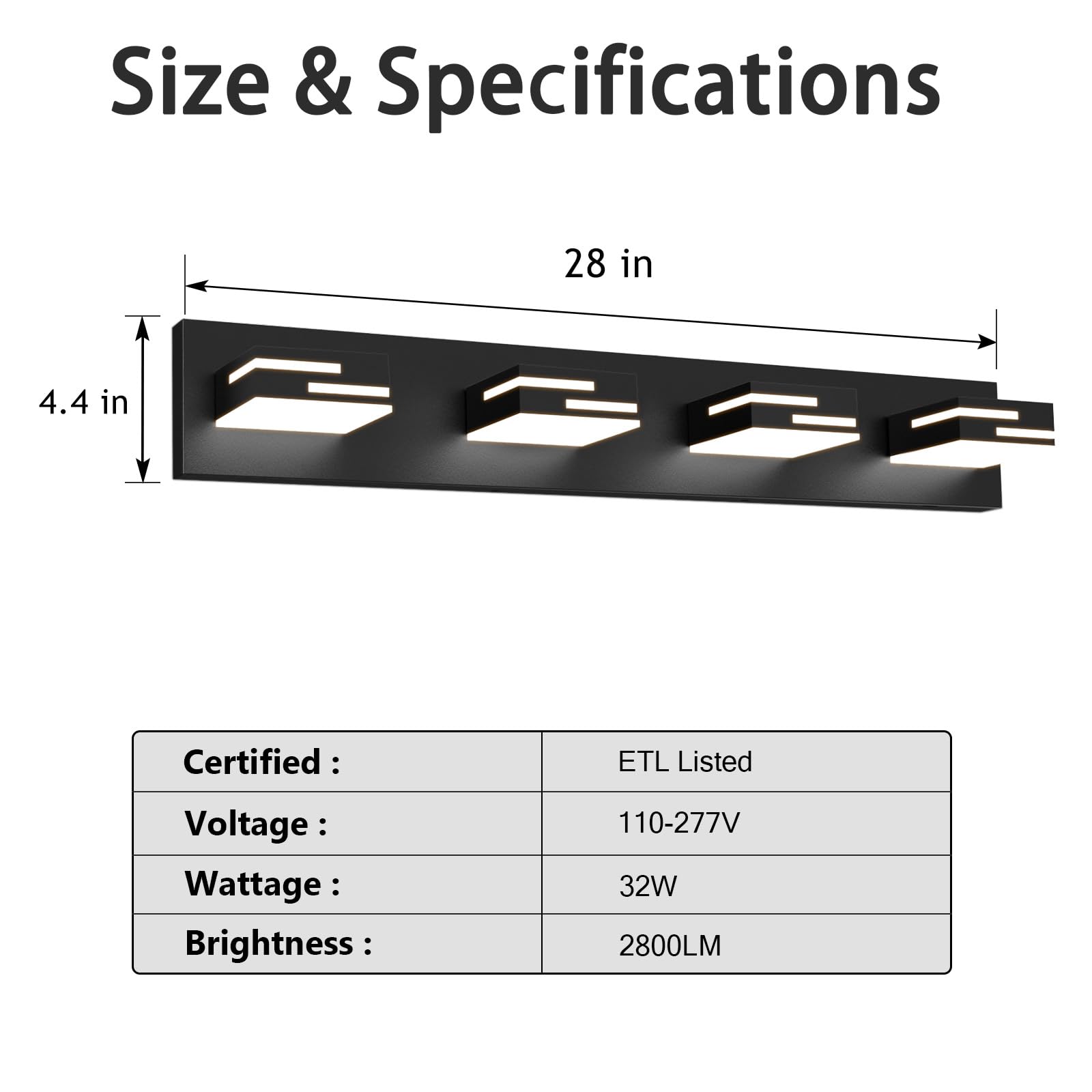 LKHF vanity light is easy to install with a universal fit kit.