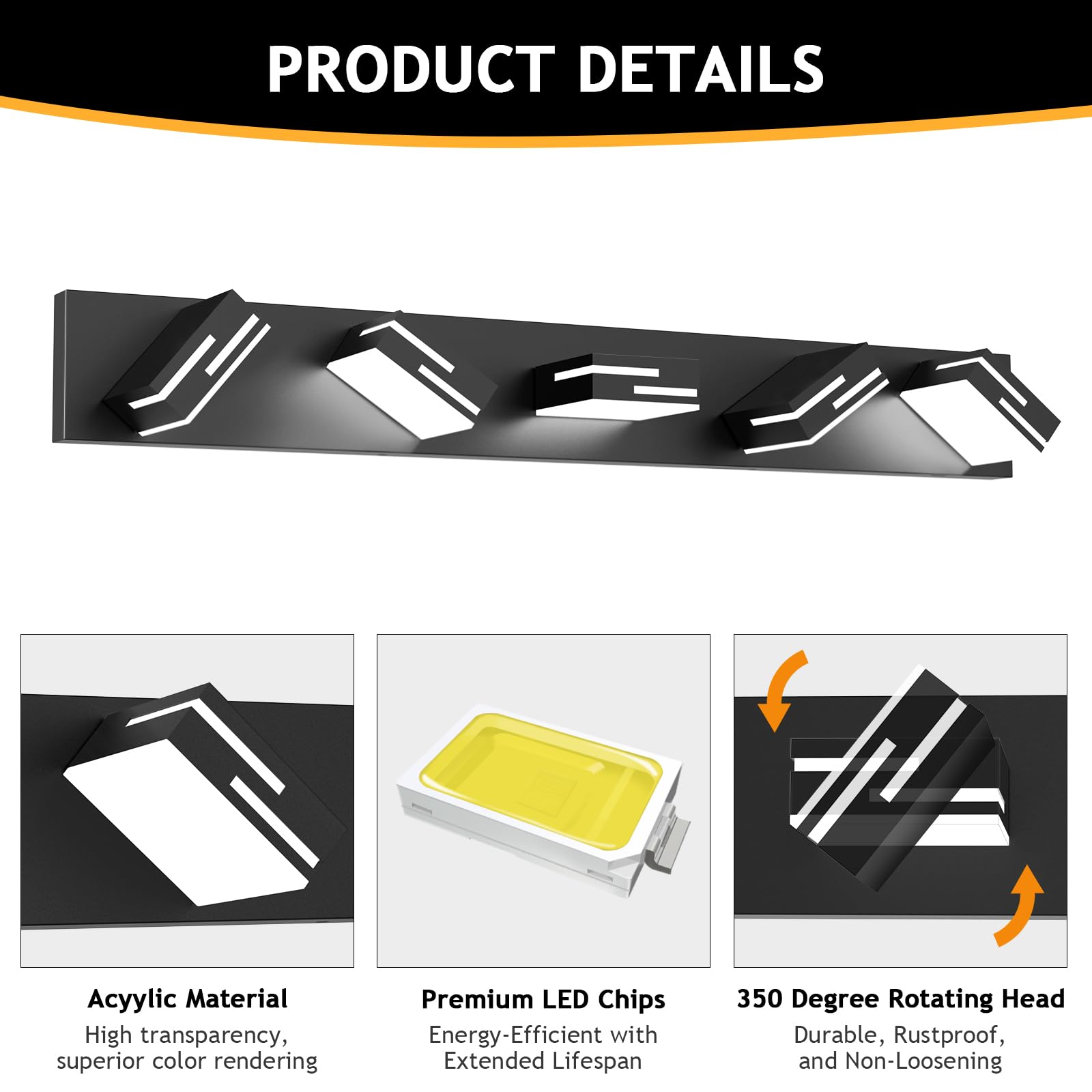 LKHF vanity light frosted acrylic diffuser for comfortable glare-free light