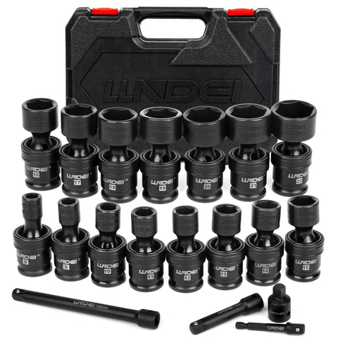 LLNDEI 3/8 drive universal socket set with compact organizer for storage