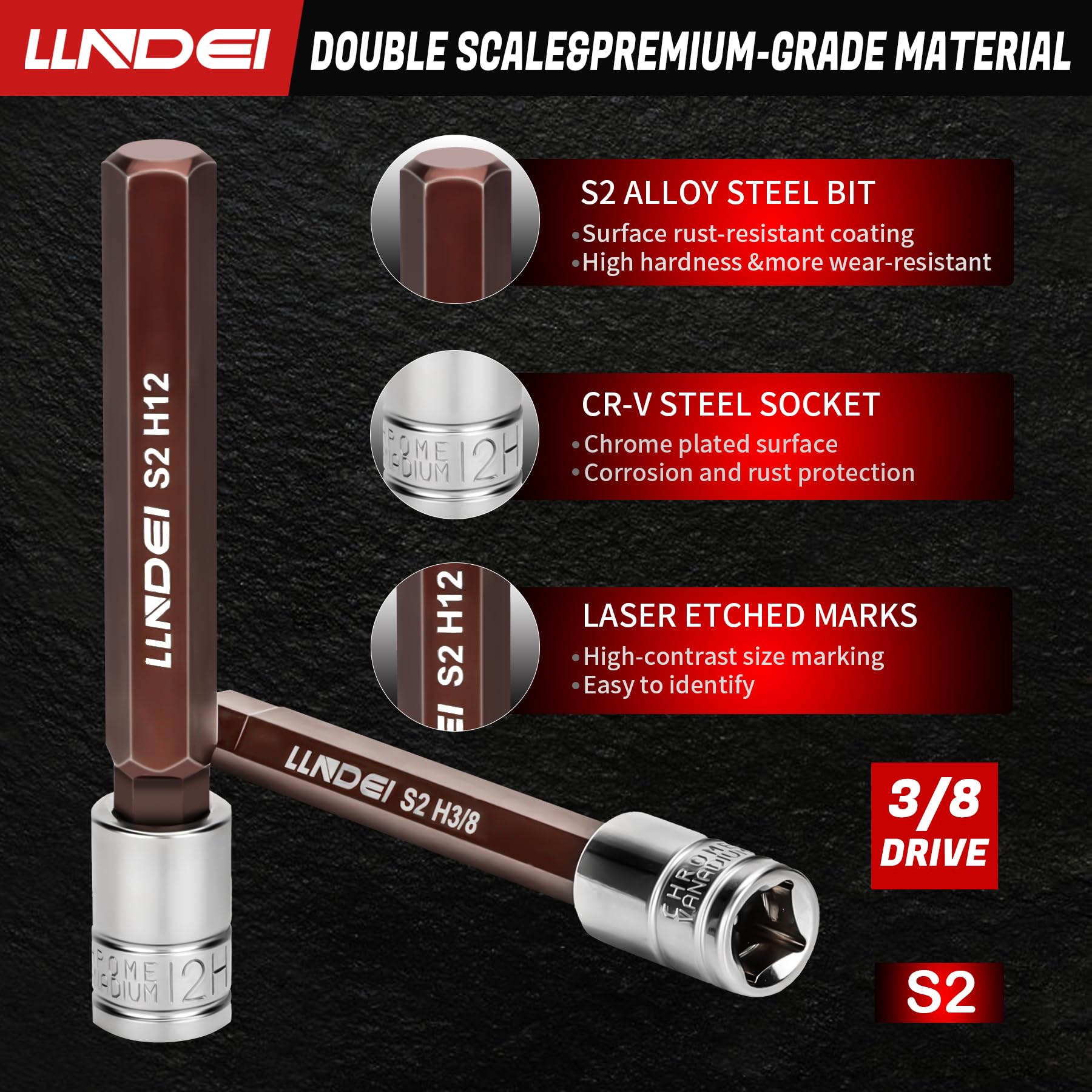 LLNDEI 3/8 drive case keeps sockets organized and portable
