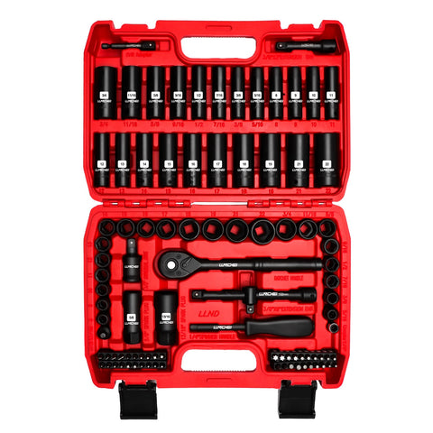 LLNDEI 3/8-inch drive impact socket set case showing organized sockets