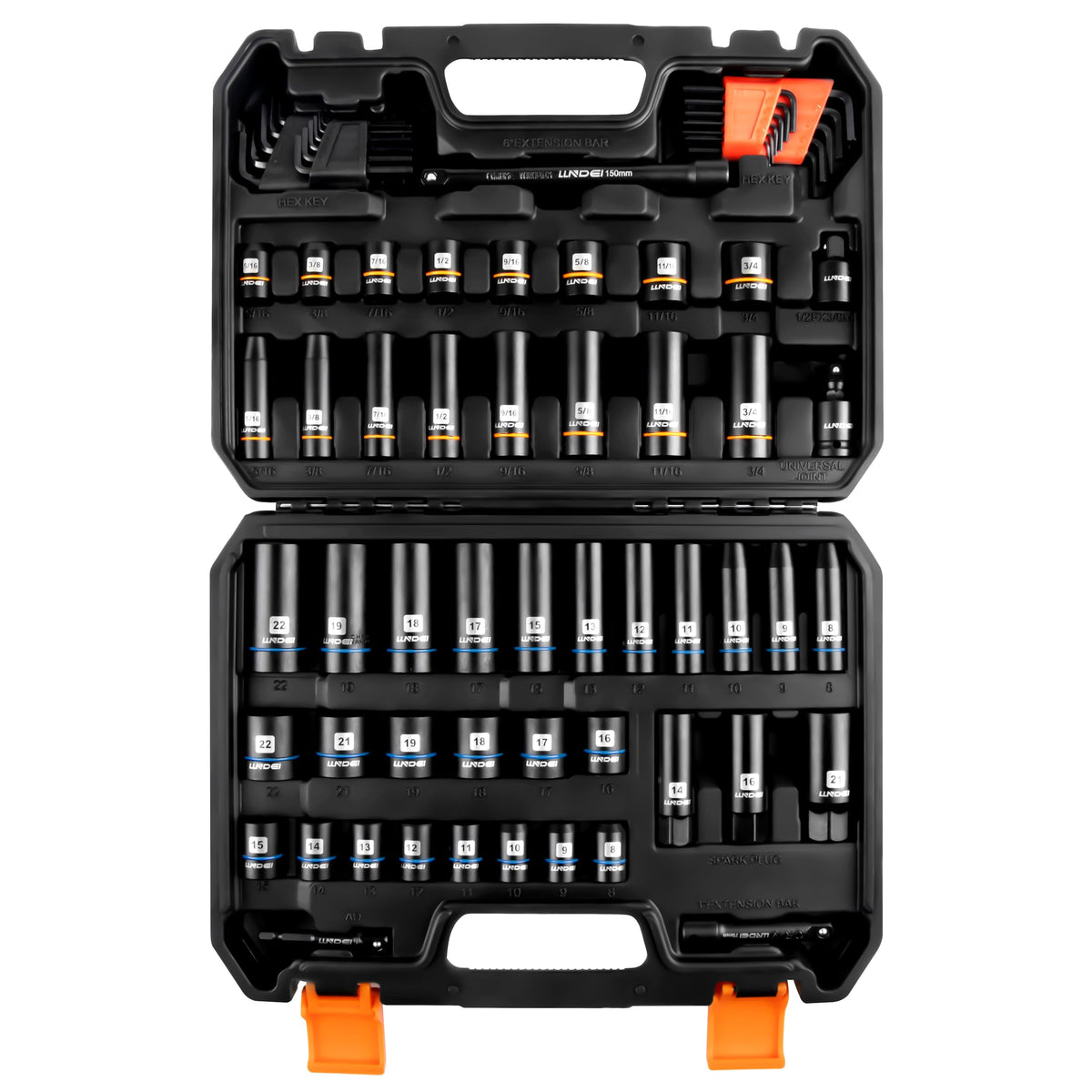 LLNDEI 3/8 drive socket set in a case with metric and SAE sockets for versatile repairs.