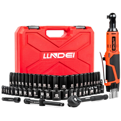 LLNDEI 3/8 ratchet wrench side view highlights ergonomic grip for comfortable use