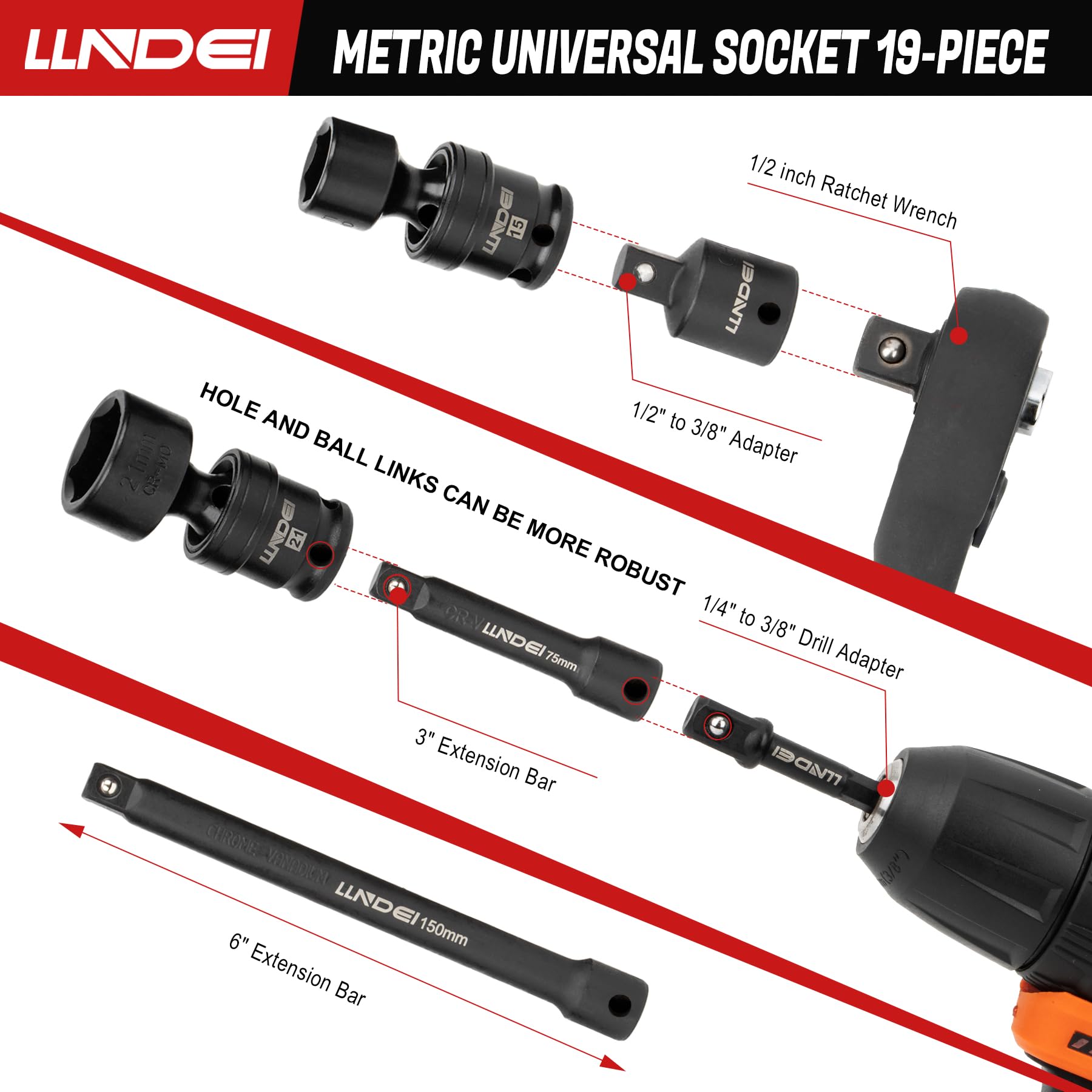 6 point sockets maximize grip and prevent rounding under torque
