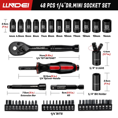 LLNDEI 72-teeth ratchet handle for smooth turns in cramped spaces.