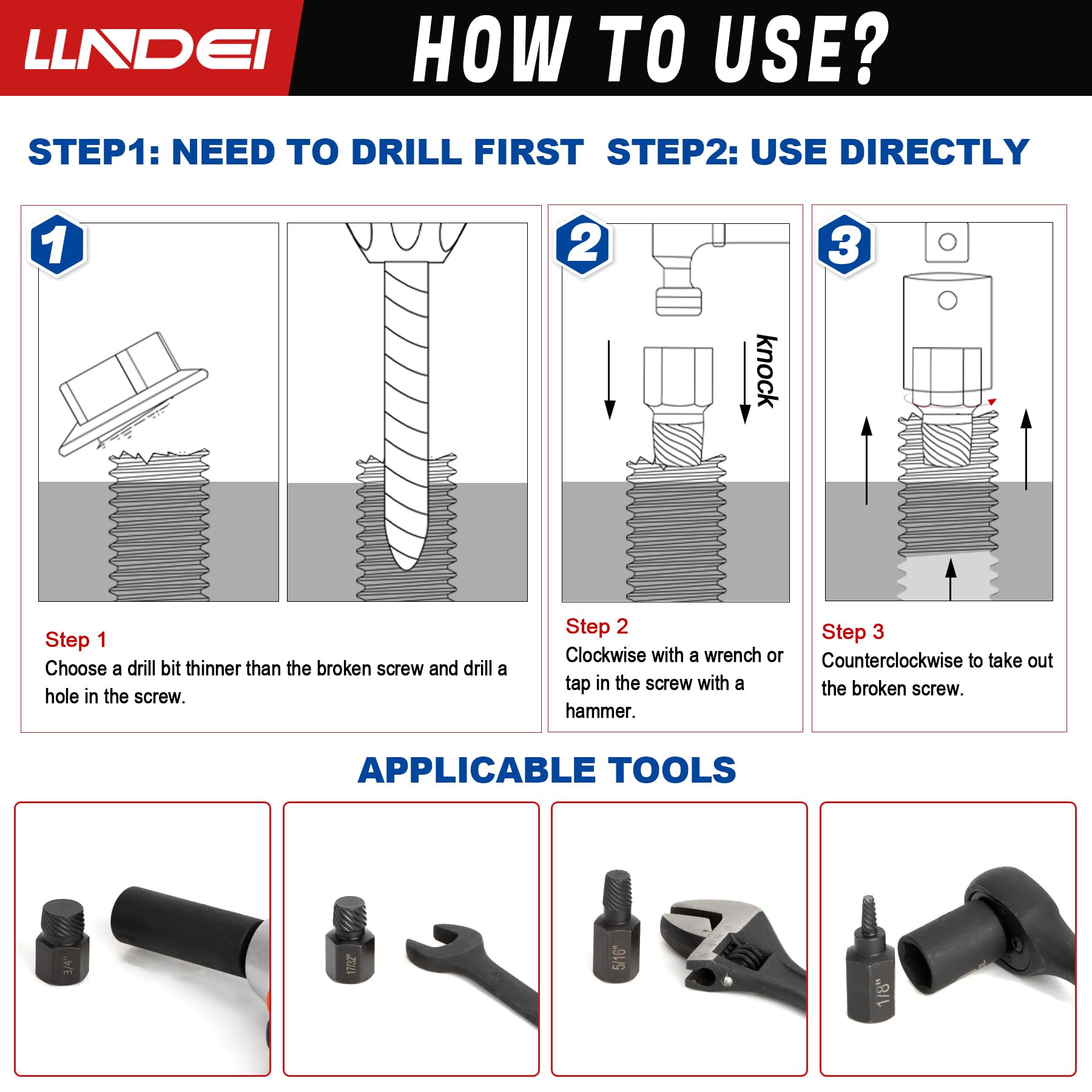 LLNDEI broken-fastener removal in action on a stripped bolt.